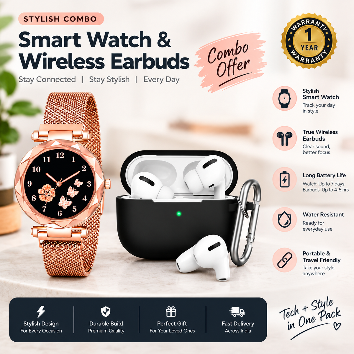Wireless TWS Bluetooth earbuds with charging case